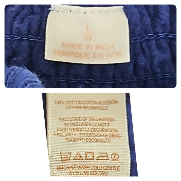 Navy Blue Shorts Embroidered Trim Fully-Lined 100% Cotton - Picture 2 of 3